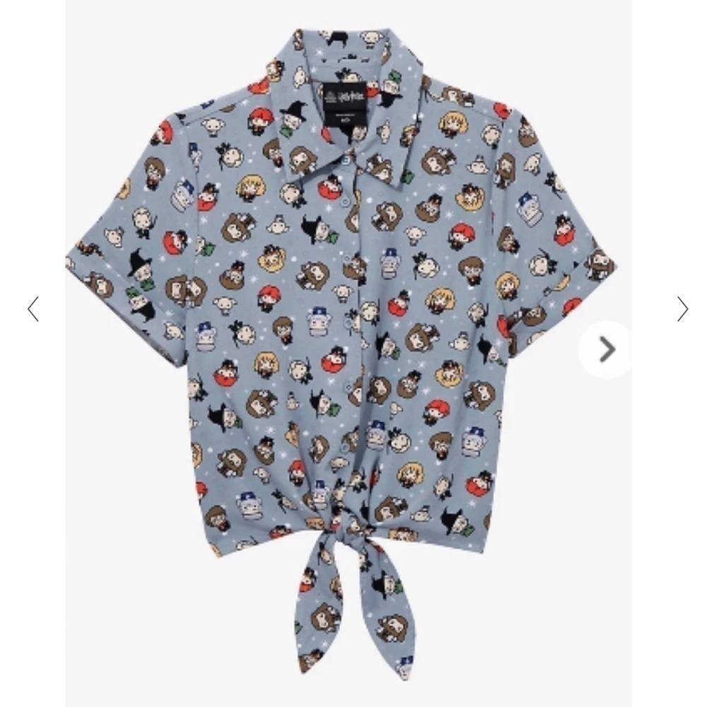 Harry Potter Chibi Tie-Front Woven Top Medium
